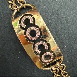 CHANEL Gold Bracelet with Pink Accents